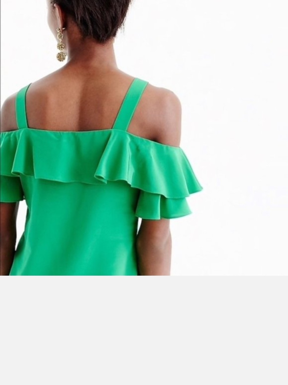 J. Crew Bright Green Ruffle Cold-Shoulder Top - Picture 3 of 12